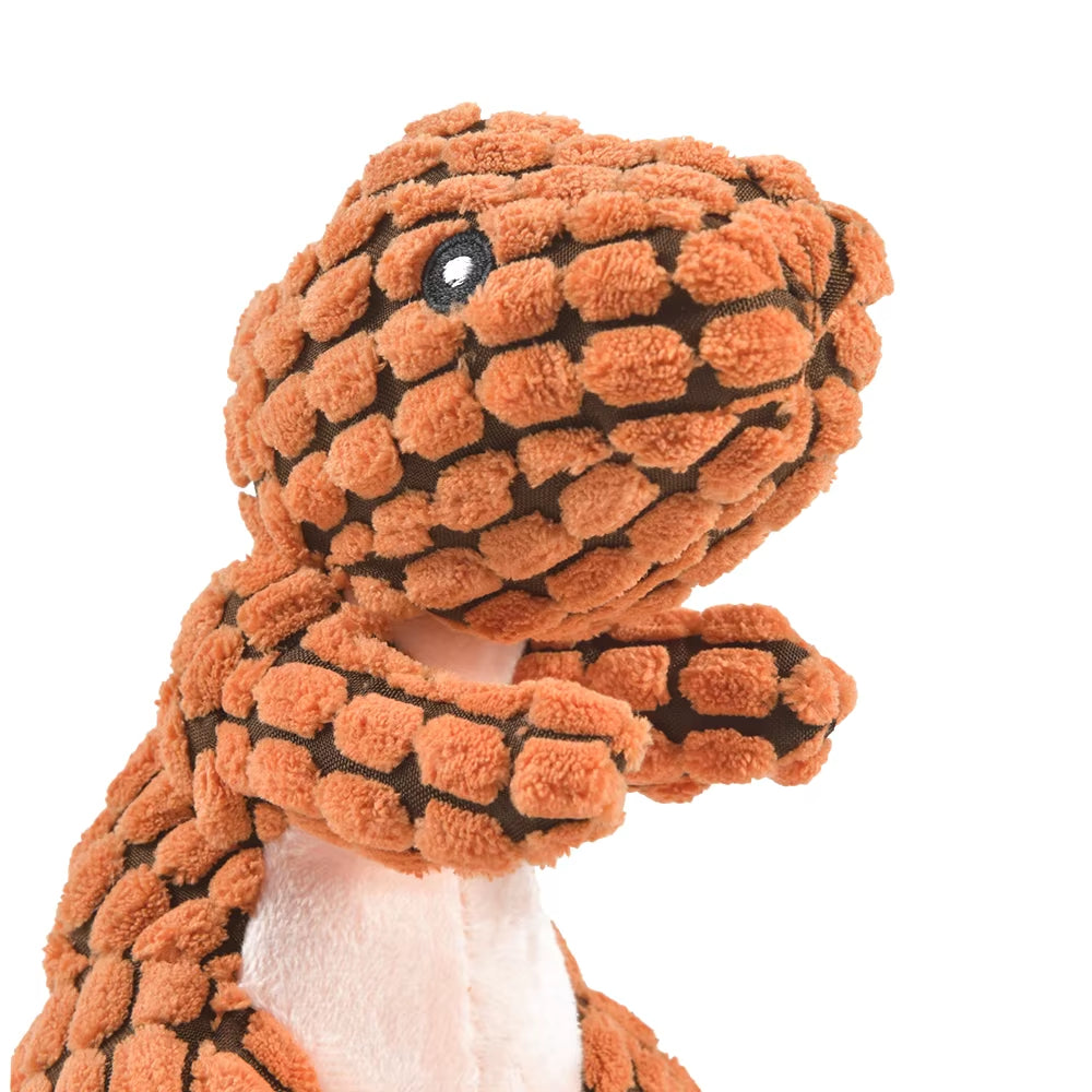 Lubur Hundespielzeug Dino aus Plüsch mit Quietscher – Robustes Kauspielzeug für Welpen & Hunde