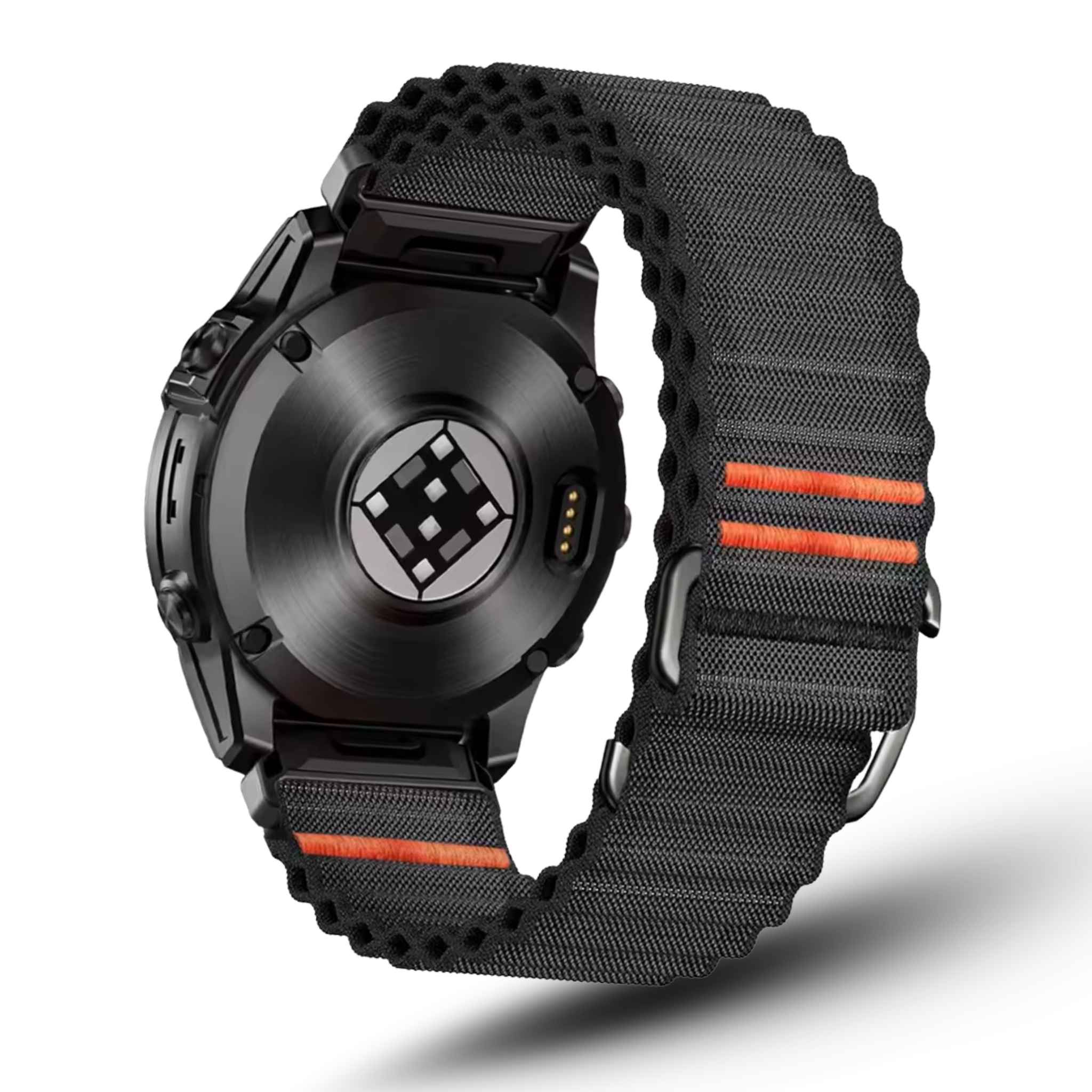 LUBUR N1 AIR Nylonarmband in Graphitschwarz mit vormontierten QuickFit-Anschlüssen und schwarzem S-Haken
