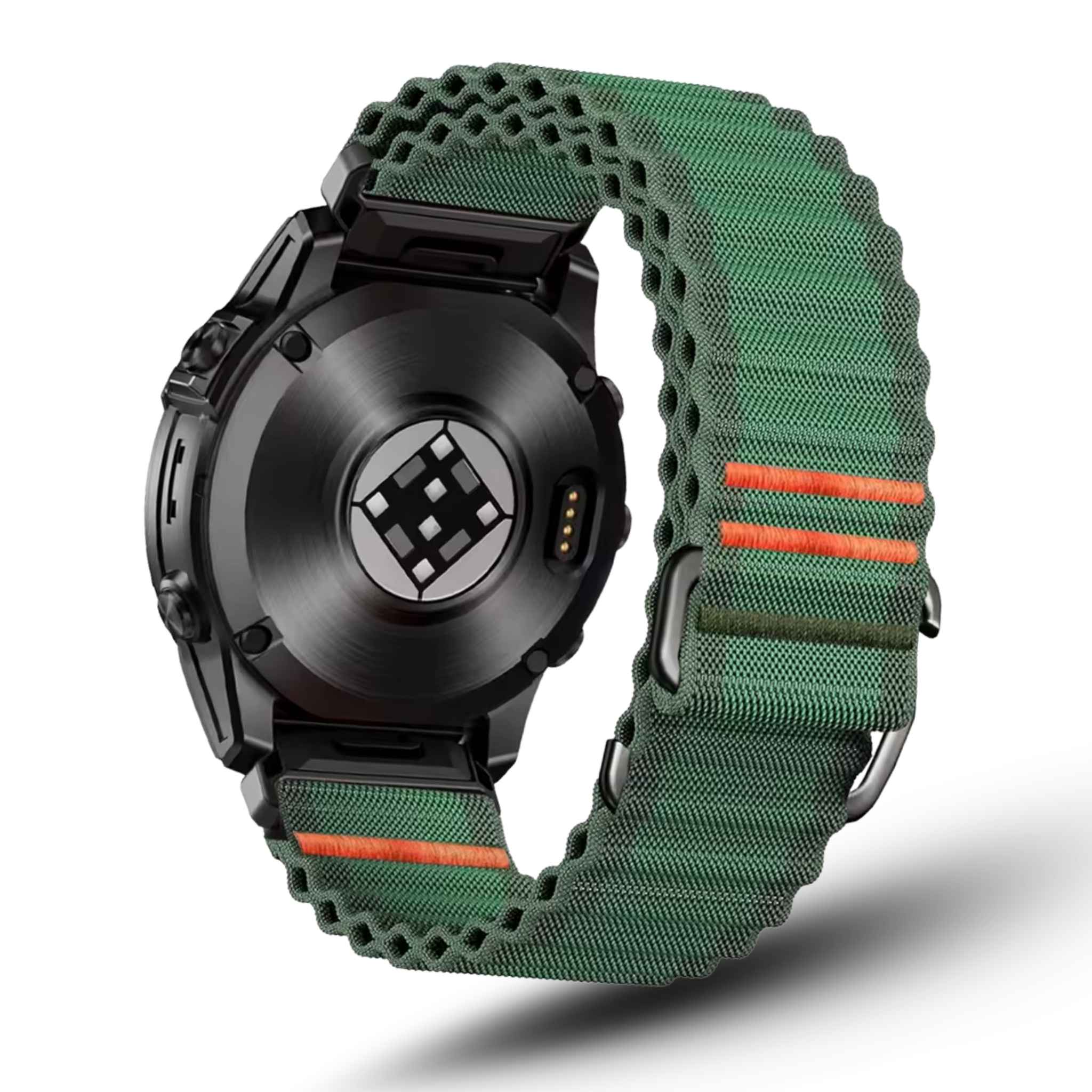 LUBUR N1 AIR Nylonarmband in Olivgrün mit vormontierten QuickFit-Anschlüssen und schwarzem S-Haken
