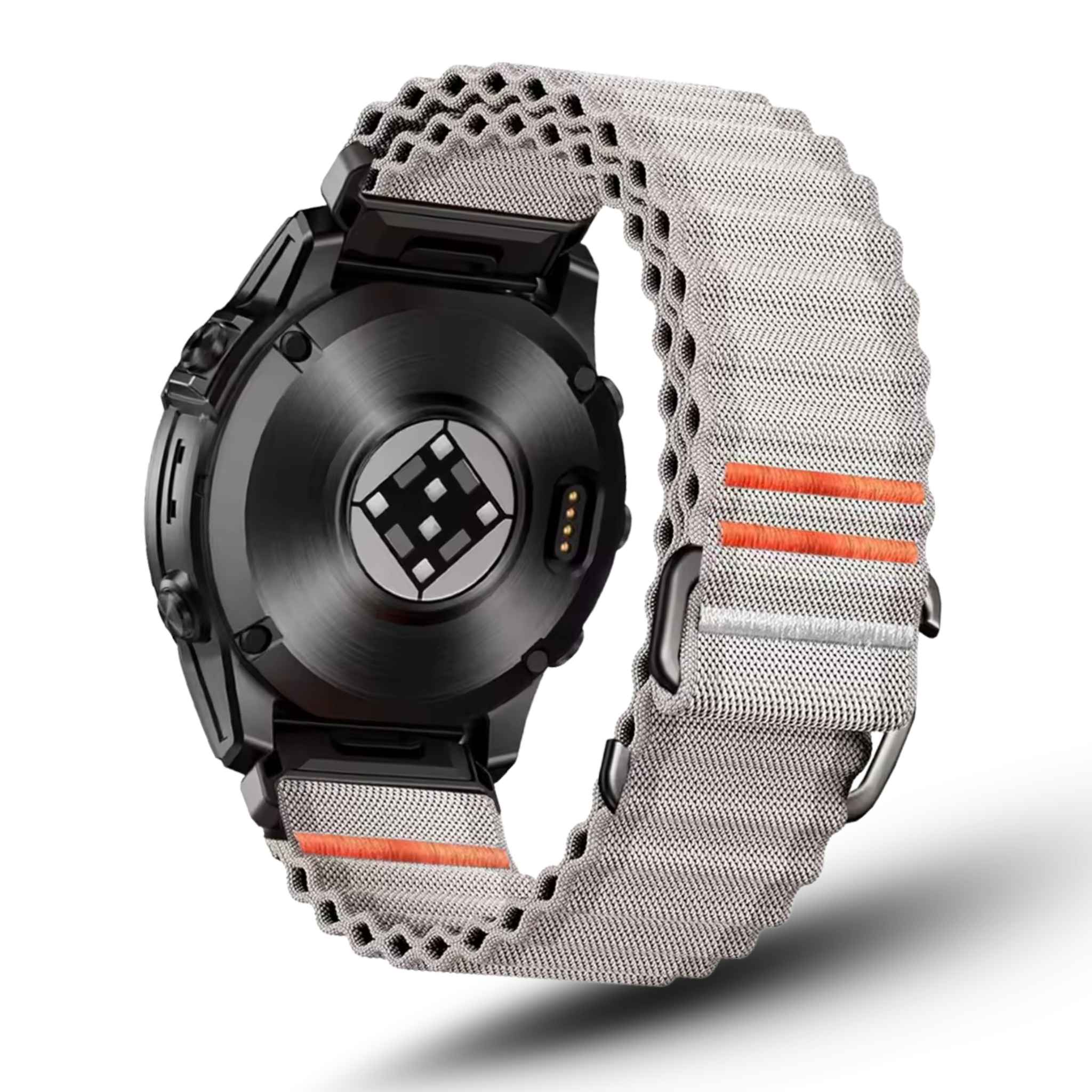 LUBUR N1 AIR Nylonarmband in Steingrau mit vormontierten QuickFit-Anschlüssen und schwarzem S-Haken