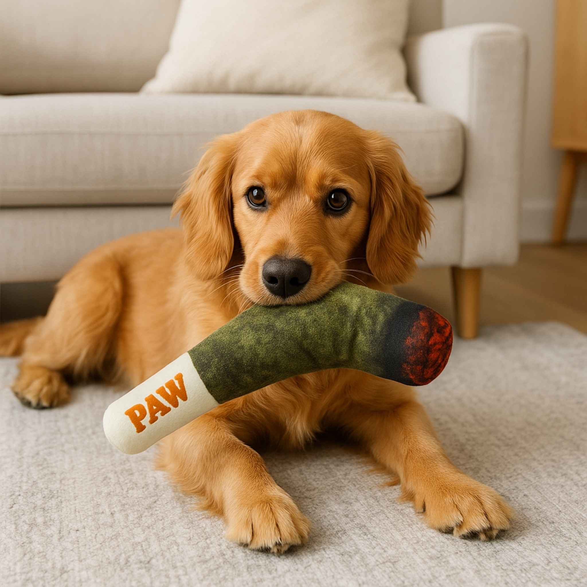 Lubur Hundespielzeug Zigarre aus Plüsch mit Quietscher – Lustiges Geschenk für Hunde