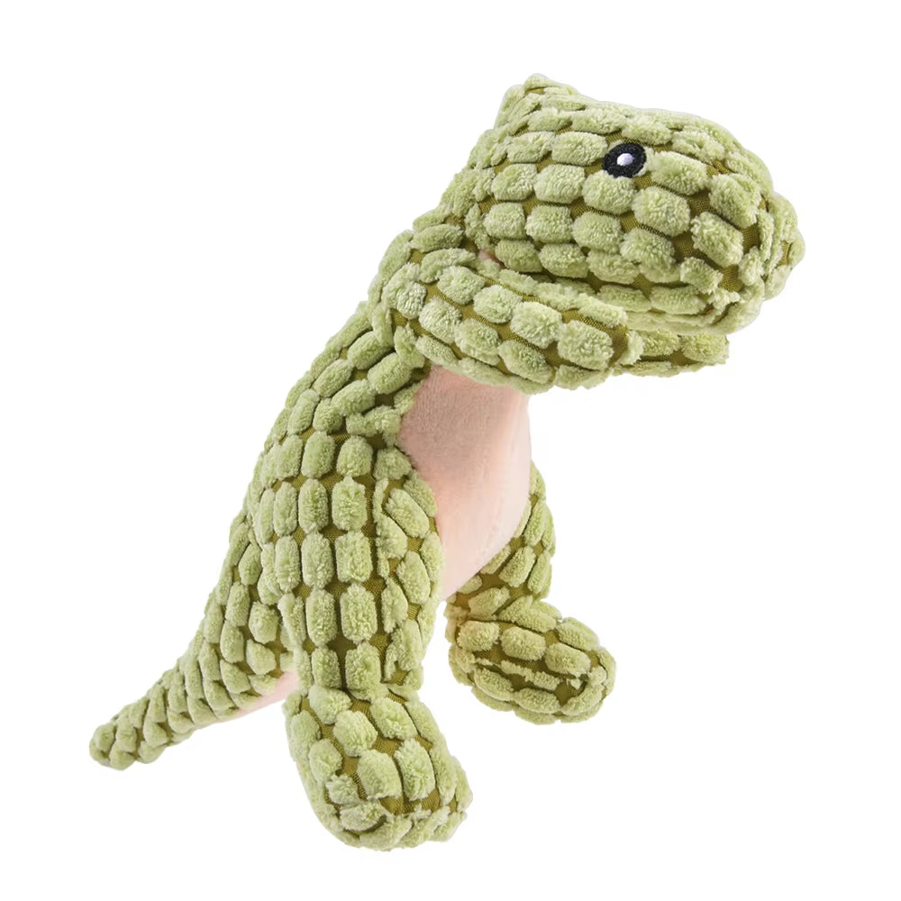 Lubur Hundespielzeug Dino aus Plüsch mit Quietscher – Robustes Kauspielzeug für Welpen & Hunde