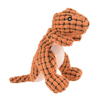 Lubur Hundespielzeug Dino aus Plüsch mit Quietscher – Robustes Kauspielzeug für Welpen & Hunde