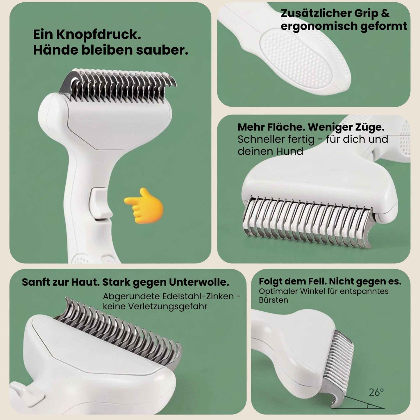 FellFix Hundebürste - Sanfte Unterfellbürste aus Edelstahl