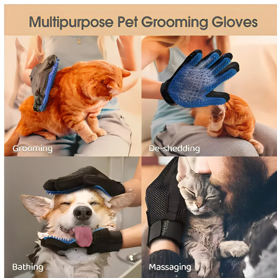 Lubur 5-Finger-Bürsthandschuh für Hunde & Katzen – Fellpflege & Massagehandschuh für alle Fellarten