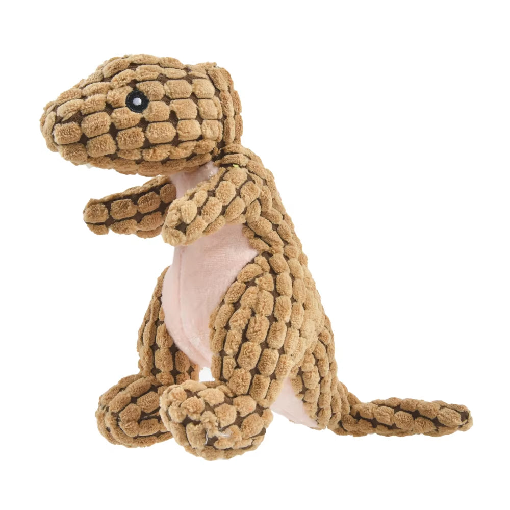 Lubur Hundespielzeug Dino aus Plüsch mit Quietscher – Robustes Kauspielzeug für Welpen & Hunde