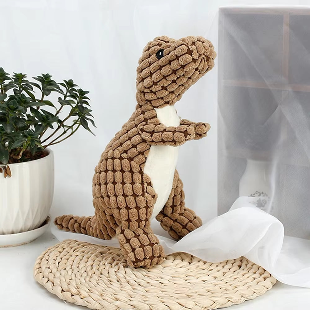 Lubur Hundespielzeug Dino aus Plüsch mit Quietscher – Robustes Kauspielzeug für Welpen & Hunde