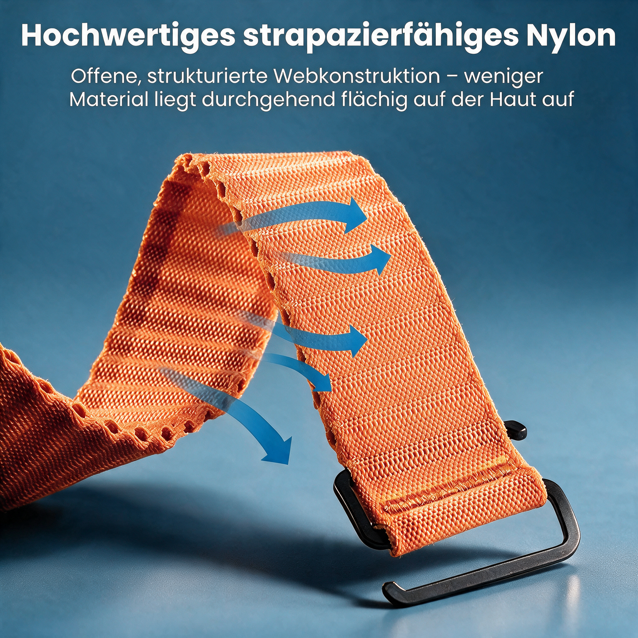 LUBUR N1 AIR in Signalorange: offene, strukturierte Webkonstruktion – weniger Material liegt durchgehend flächig auf der Haut auf