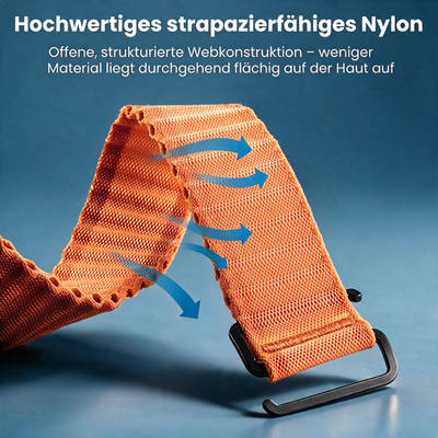LUBUR N1 AIR in Signalorange: offene, strukturierte Webkonstruktion – weniger Material liegt durchgehend flächig auf der Haut auf